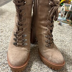 Vince Camuto Tan Lace-Up Boots